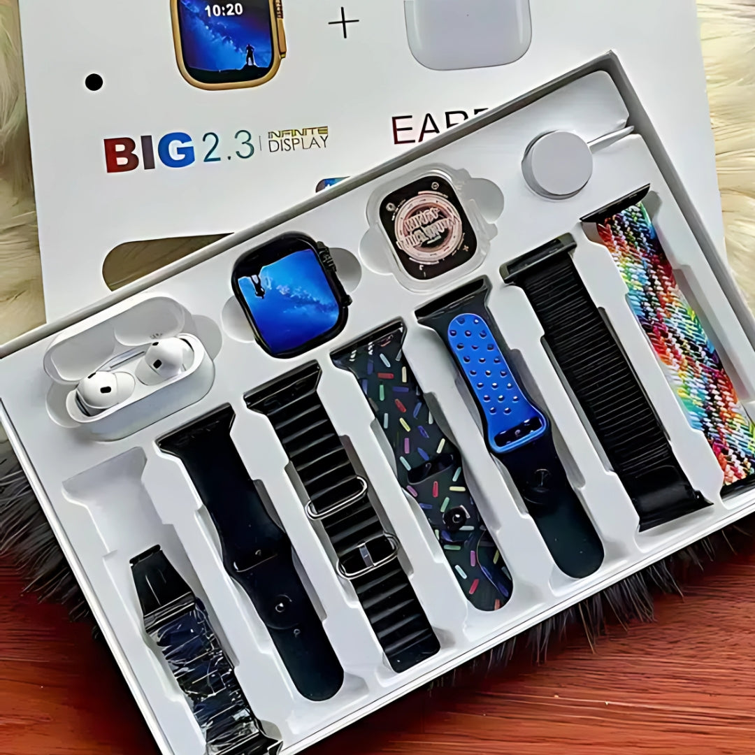 I20 Ultra Smart Watch With Airpods pro & 7 Straps