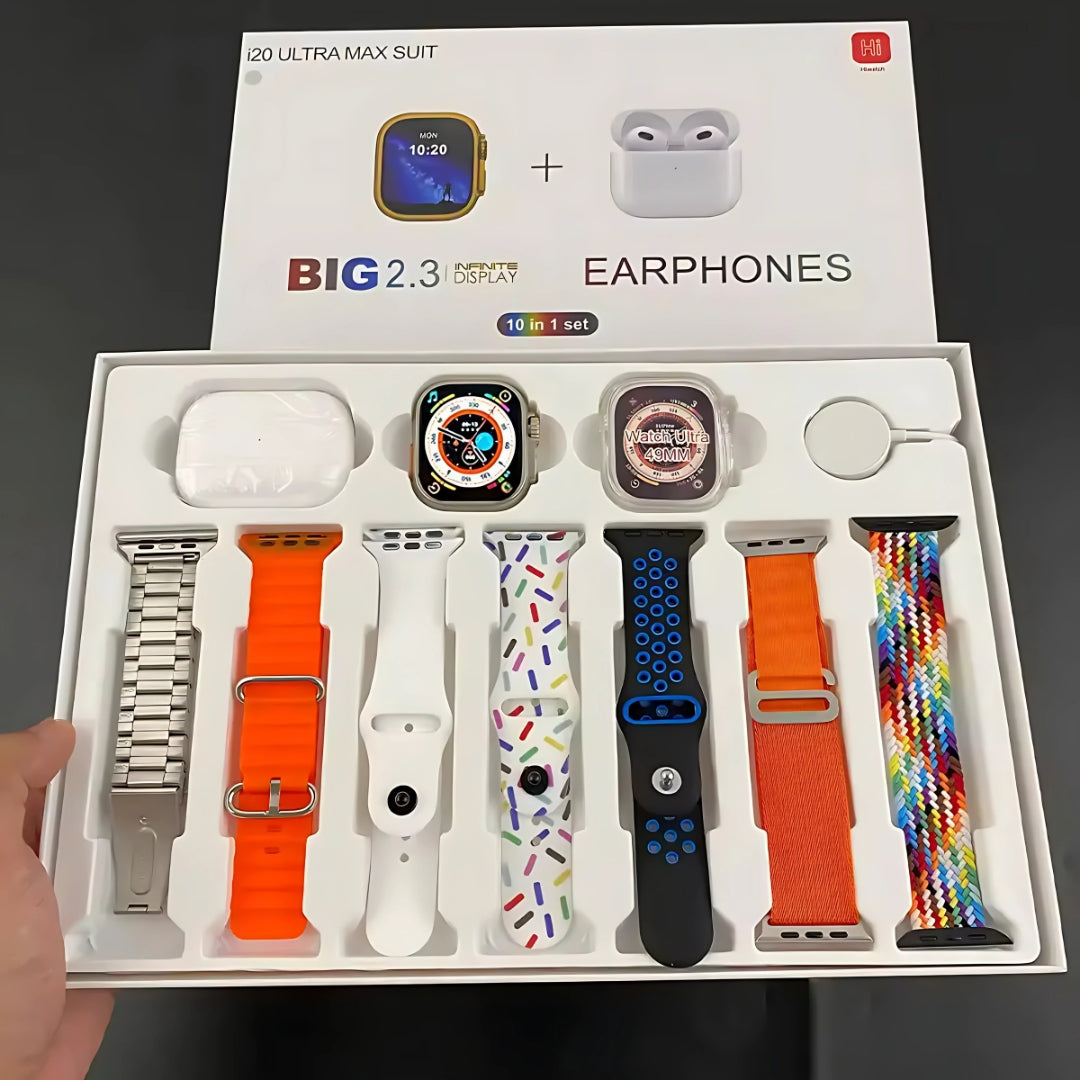I20 Ultra Smart Watch With Airpods pro & 7 Straps
