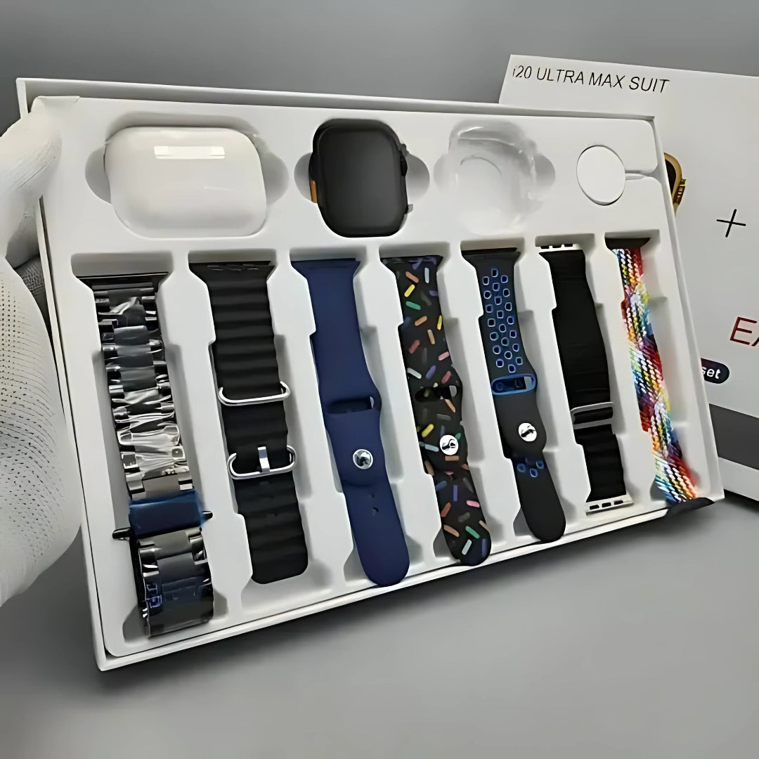 I20 Ultra Smart Watch With Airpods pro & 7 Straps